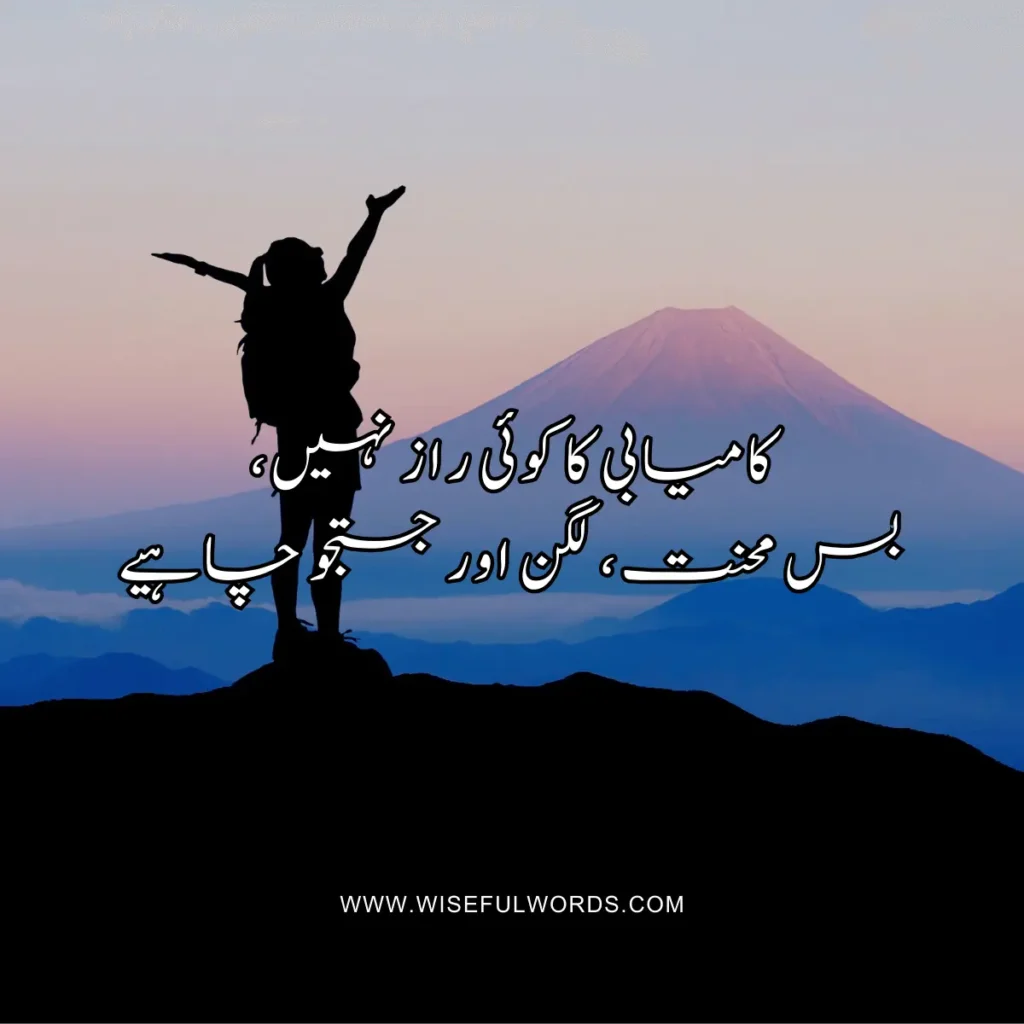 There is no secret to success, just hard work, dedication, and perseverance are needed. motivational quote in urdu