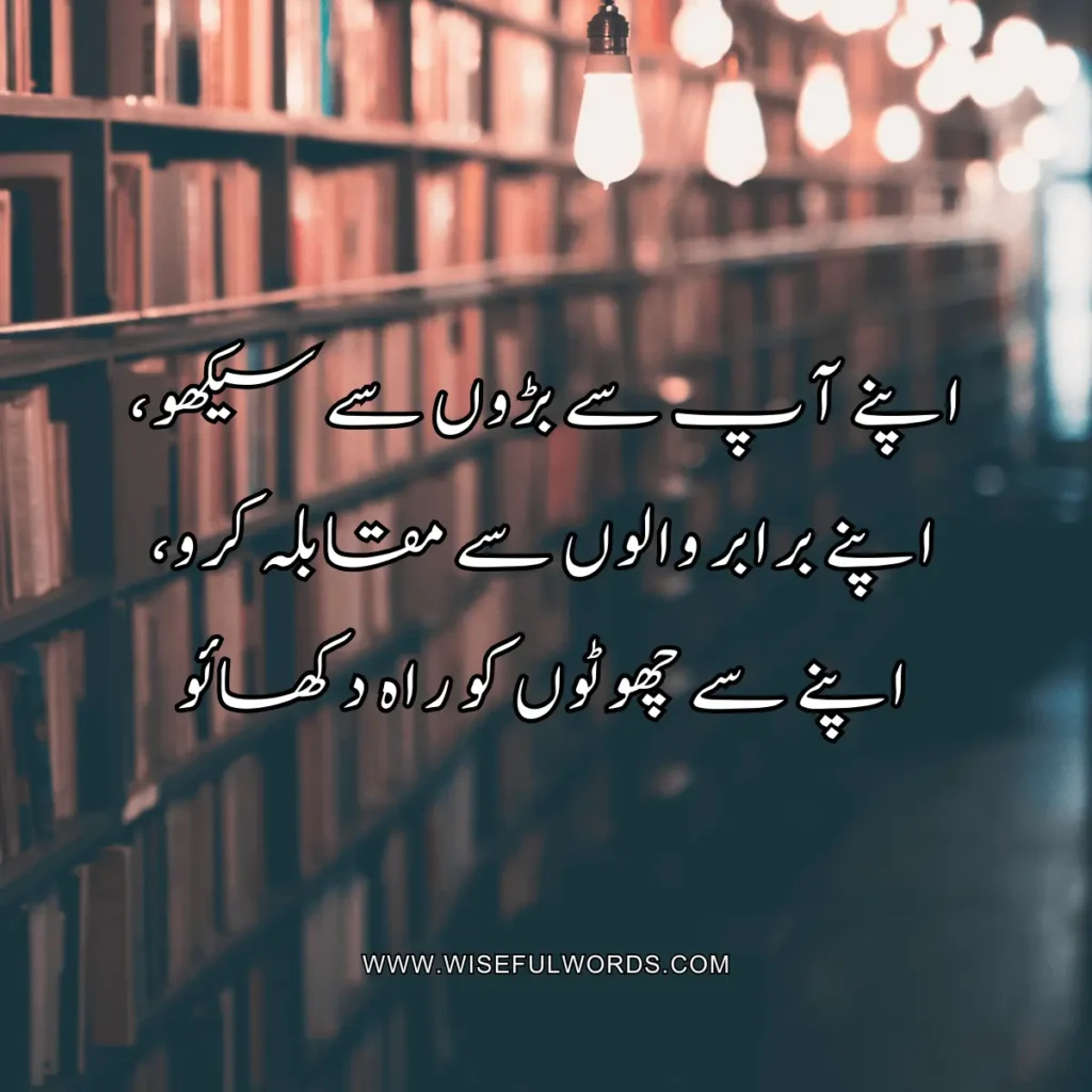 Learn from your elders, compete with your equals, and guide the younger ones. motivational quote in urdu