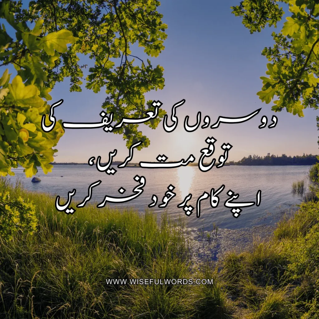 Do not expect praise from others, take pride in your own work. motivational quote in urdu